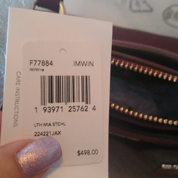 COACH F77884 Pebbled Leather Mia Satchel, IM/Wine - Picture 4 of 7